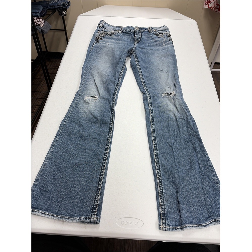 Silver Jeans Women's Suki  17 Bootcut Blue Denim W31 / L34 Very Embellished